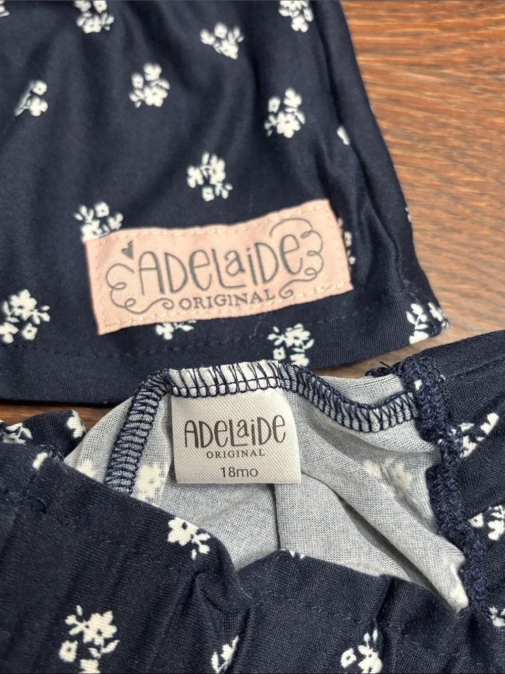 Adelaide Original Boutique Outfit Navy Floral Two-Piece Baby Girl Set Size 18 mo